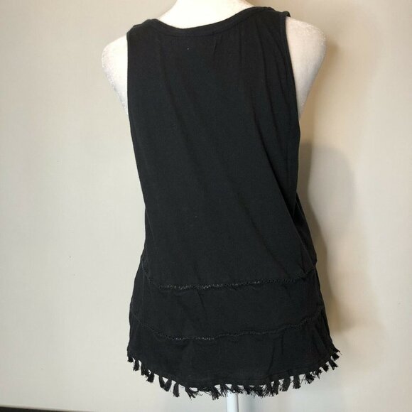 Old Navy S Top Black Sleeveless Tassel Trim Tee Je - Picture 2 of 8